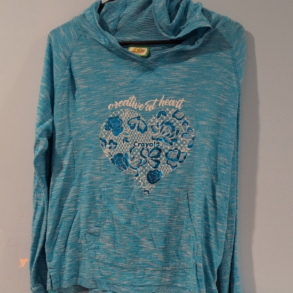 Crayola Teal Kids Hoodie - Creative Heart Design